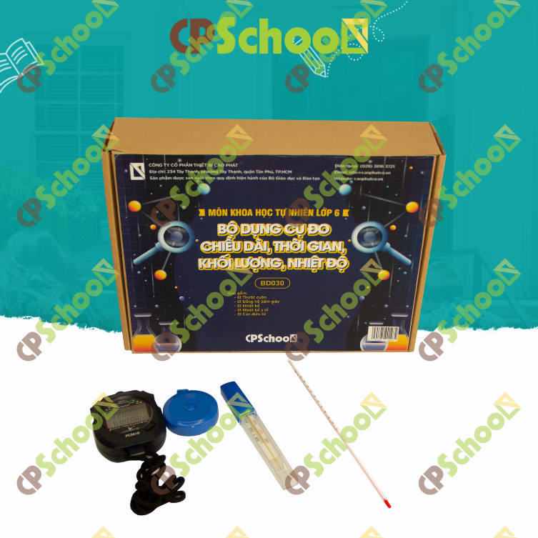 Bộ dụng cụ đo chiều dài, thời gian, khối lượng, nhiệt độ (bộ đầy đủ)
